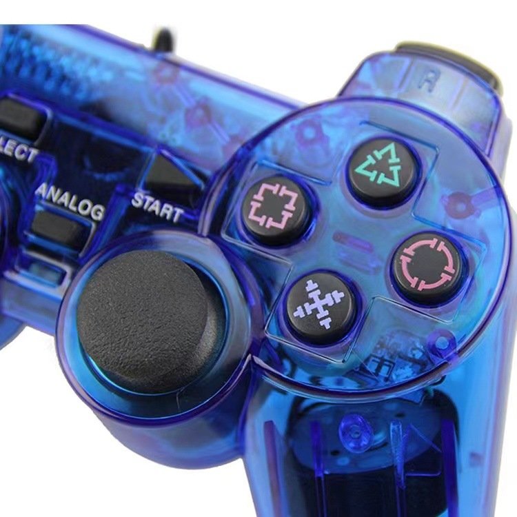 PS2 Wired Controller Transparent Joypad Dual Shock PS2 Handle Gaming Controller Colorful Snowflake Buttons PS2 Gamepad - Image 6
