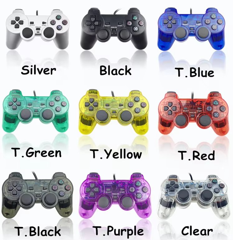 PS2 Wired Controller Transparent Joypad Dual Shock PS2 Handle Gaming Controller Colorful Snowflake Buttons PS2 Gamepad - Image 2
