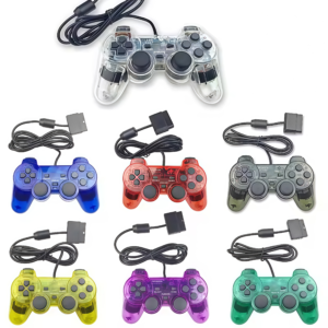 PS2 Wired Controller Transparent Joypad Dual Shock PS2 Handle Gaming Controller Colorful Snowflake Buttons PS2 Gamepad