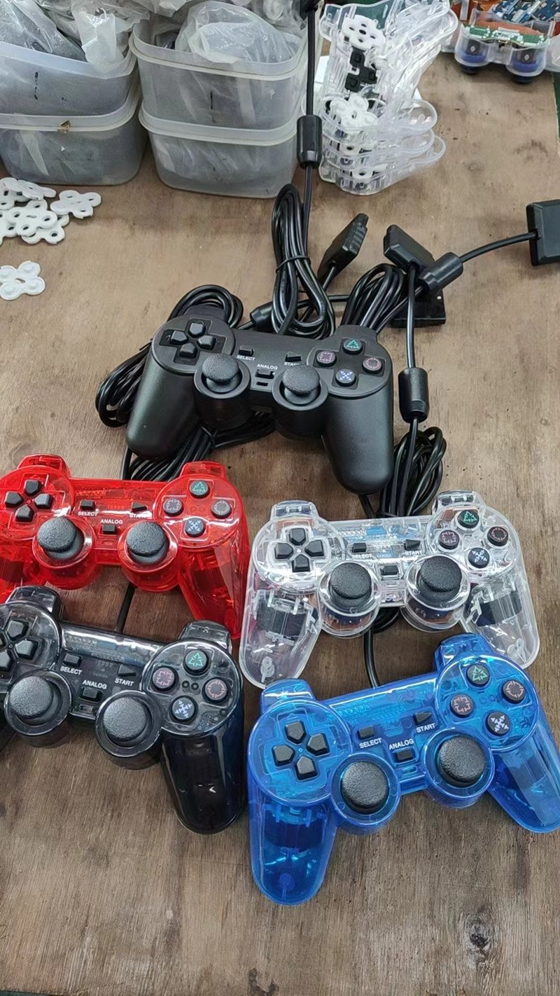 PS2 Wired Controller Transparent Joypad Dual Shock PS2 Handle Gaming Controller Colorful Snowflake Buttons PS2 Gamepad - Image 3