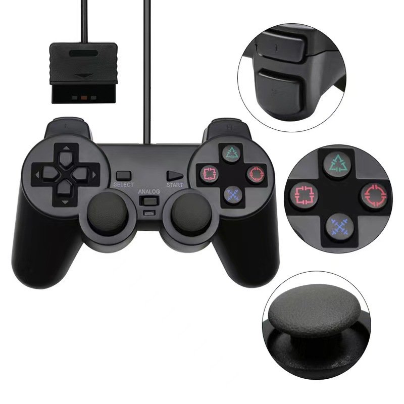 PS2 Wired Controller Transparent Joypad Dual Shock PS2 Handle Gaming Controller Colorful Snowflake Buttons PS2 Gamepad - Image 11